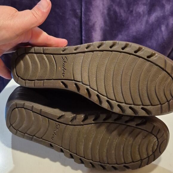 Skechers 8.5 Dark Brown Soft Leather Wedge Booties - Picture 8 of 8